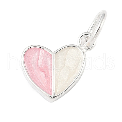 Two Tone 925 Sterling Silver Enamel Heart Charms STER-S011-03S-A-1