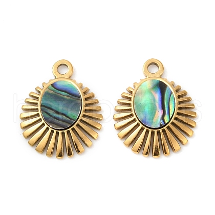 304 Stainless Steel Natural Paua Shell Pendants STAS-L288-07G-01-1