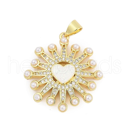 Brass Micro Pave Clear Cubic Zirconia Pendants KK-I723-18G-01-1