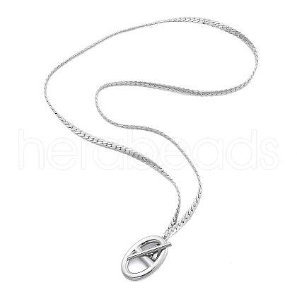 304 Stainless Steel Oval Pig Nose Pendant Necklaces for Women NJEW-U016-05P-1