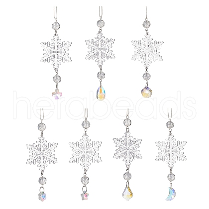 Snowflake Acrylic Hanging Ornaments HJEW-JM02309-1