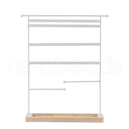 Iron Jewelry Display Stand with Wood Tray AJEW-Z032-01B-1