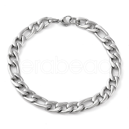 304 Stainless Steel Figaro Chain Bracelet for Men Women BJEW-C048-05P-1