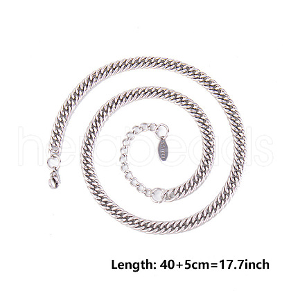 Non-Tarnish 3MM Unisex 304 Stainless Steel Curb Chains Necklaces GG8738-1-1