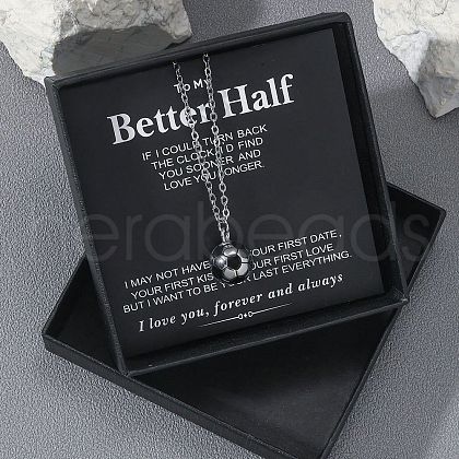 Football 201 Stainless Steel Black Enamel Pendant Cable Chain Necklaces for Men FS-WGF314D-05-1