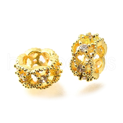 Column Brass Micro Pave Cubic Zirconia Spacer Beads KK-L230-08G-02-1