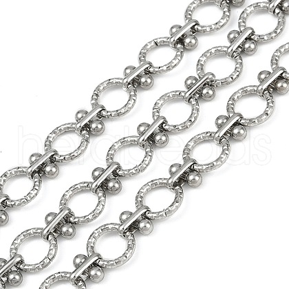 304 Stainless Steel Textured Flat Round Link Chains CHS-C017-06P-1