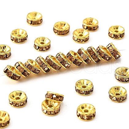 Brass Grade A Rhinestone Spacer Beads RSB036NF-05G-1