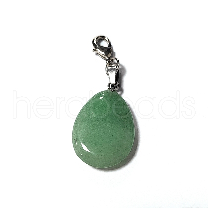 Natural Green Aventurine Pendant Decorations PALLOY-PH01401-04-1