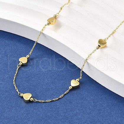 Heart Brass Link Chain Necklaces NJEW-M108-23G-1