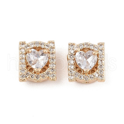 Rack Plating Brass Micro Pave Cubic Zirconia Beads KK-F879-07G-1