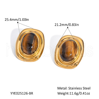 Stainless Steel Oval Stud Earrings PW6758-2-1