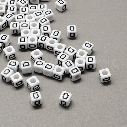 Large Hole Acrylic Letter European Beads SACR-Q103-7mm-01D-1