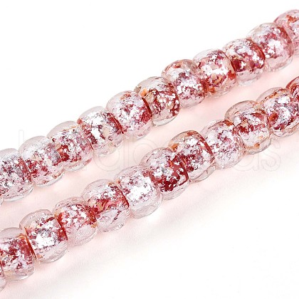 Luminous Handmade Silver Foil Glass Beads Strands FOIL-N029-02B-03-1
