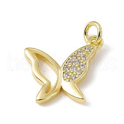 Brass Micro Pave Clear Cubic Zirconia Butterfly Charms ZIRC-F132-94G-1