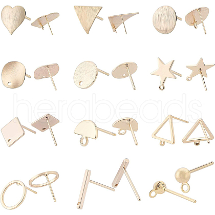 Brass Stud Earring Findings KK-BC0005-44G-1