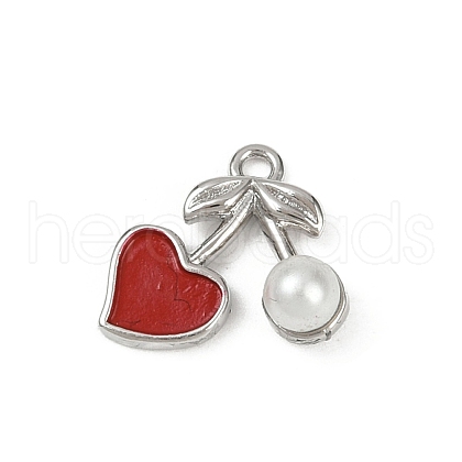 Brass Plastic Pearl Charms KK-M322-50P-1