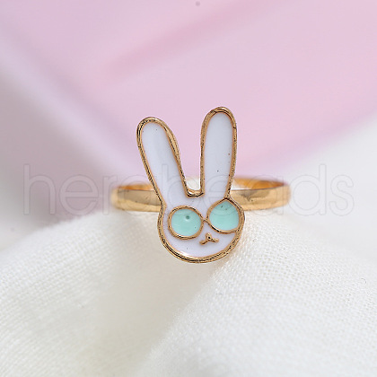 Fashionable European and American Simple Rabbit Alloy Enamel Cuff Rings BW6370-1
