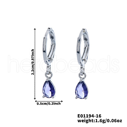 Fashionable Couple Waterdrop Sparkling 925 Sterling Silver Cubic Zirconia Dangle Hoop Earrings for Daily Wear and Parties CU5155-3-1