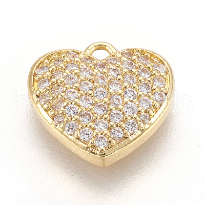 Brass Micro Pave Cubic Zirconia Charms KK-O112-08G-1