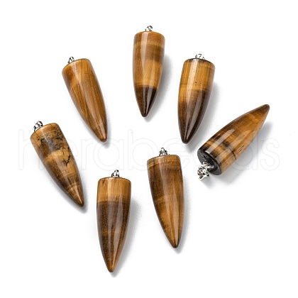 Natural Tiger Eye Pointed Pendants G-D040-01P-B05-1