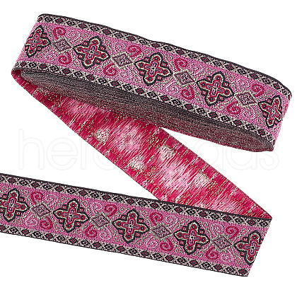 Ethnic Style Polyester Flower Jacquard Ribbons DIY-WH0656-62-1
