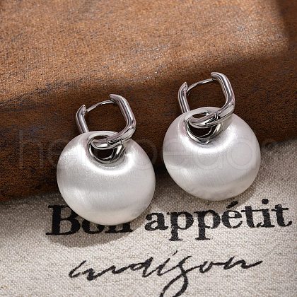 Flat Round Brass Hoop Earrings for Women EJEW-U055-02S-1
