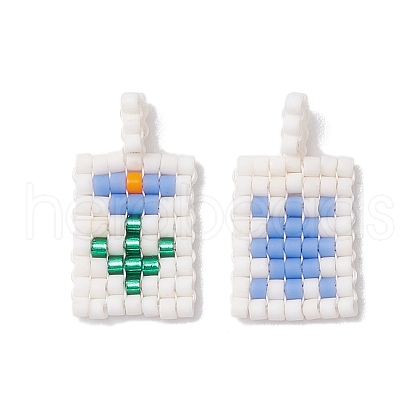 Seed Beads Beaded Charms PALLOY-MZ00256-01-1
