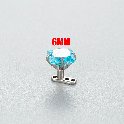 Stainless Steel Cubic Zirconia Square Dermal Anchor Base/Top for Women Men WG87C2F-06-1
