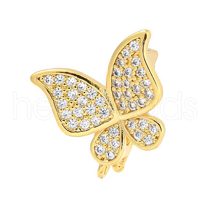 Rack Plating Brass Micro Pave Clear Cubic Zirconia Twister Clasps KK-B093-28G-1