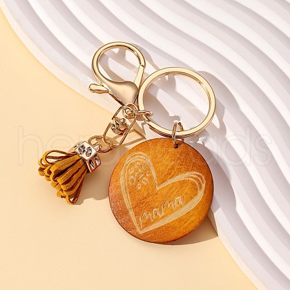 Wood Tassel Pendant Keychain PW-WGB64D8-01-1