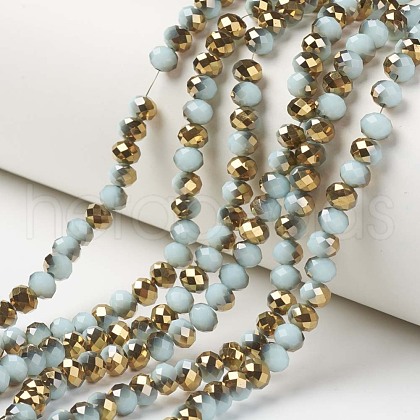 Electroplate Opaque Glass Beads Strands EGLA-A034-P6mm-O13-1