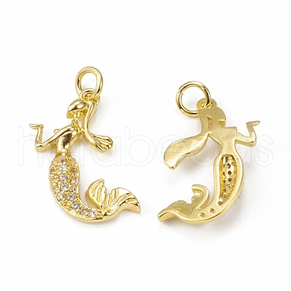 Brass Micro Pave Cubic Zirconia Pendants KK-E068-VB300-1