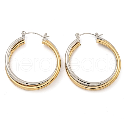 202 Stainless Steel Multi Layered Hoop Earrings EJEW-H003-35GP-1