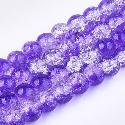 Two Tone Crackle Glass Beads Strands CCG-Q002-8mm-A99-1
