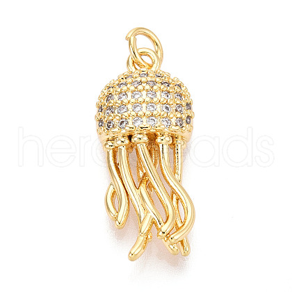 Brass Micro Pave Clear Cubic Zirconia Pendants KK-N268-60G-1