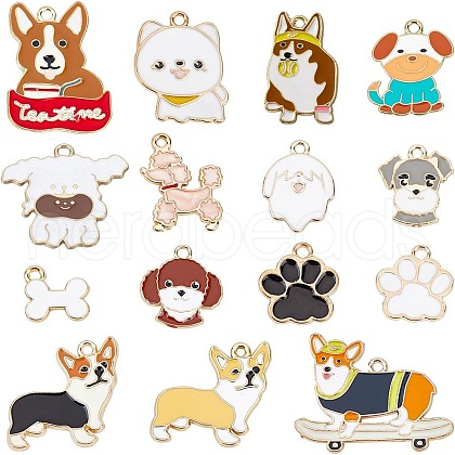 SUNNYCLUE 32Pcs 16 Style Alloy Enamel Pendants ENAM-SC0002-91-1