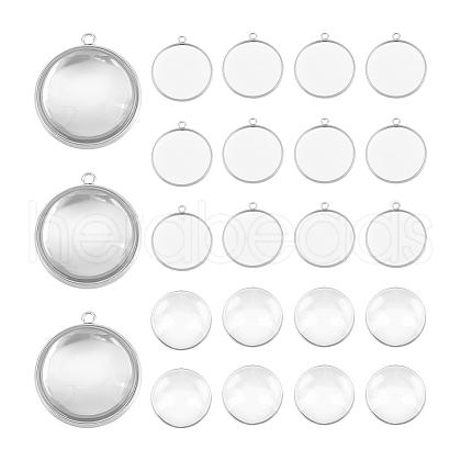 Unicraftale DIY Blank Dome 304 Stainless Steel Pendant Making Kits DIY-UN0056-03B-1