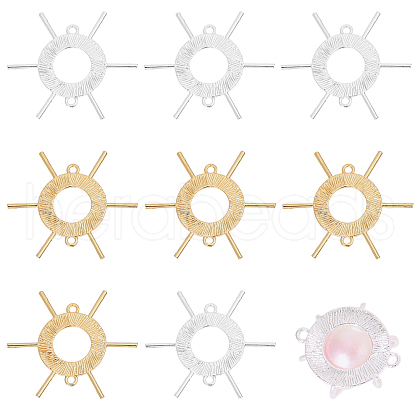 CHGCRAFT 8Pcs 2 Colors Brass Cabochon Connector Settings for Pearl KK-CA0002-75-1