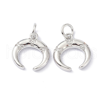 Brass Cubic Zirconia Charms ZIRC-C022-19P-1