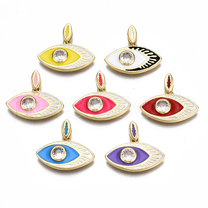 Brass Cubic Zirconia Pendants ZIRC-T014-035G-NF-1