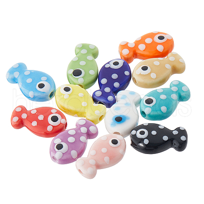 SUPERFINDINGS 60Pcs 12 Styles Handmade Porcelain Beads PORC-FH0001-14-1