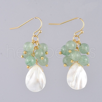 Natural Green Aventurine Dangle Earrings X-EJEW-JE03876-04-1