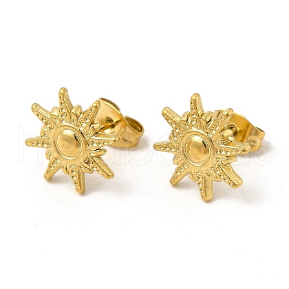 Ion Plating(IP) 304 Stainless Steel Sun Stud Earrings for Women EJEW-I281-04G-1