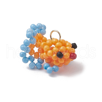 Glass Seed Beaded Gold Fish Pendants PALLOY-MZ00561-03-1