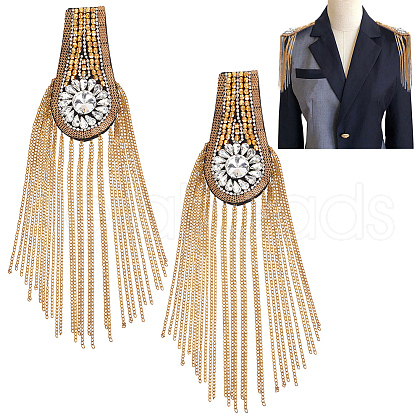 Fashion Iron Chain Tassel Epaulettes AJEW-WH0419-16G-1
