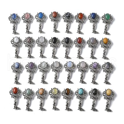 Angel Brass Natural & Synthetic Mixed Stone Pendants KK-D361-02AS-1