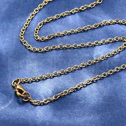 304 Stainless Steel Cable Chain Necklace Making X-STAS-P045-01G-A-1