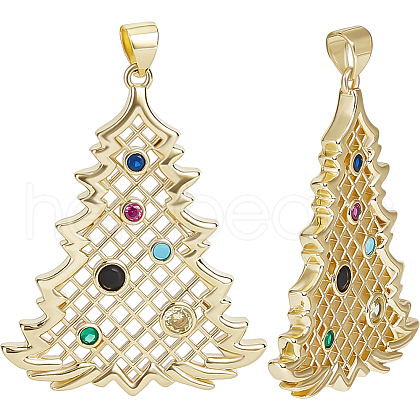 Beebeecraft 5Pcs Brass Micro Pave Cubic Zirconia Pendants ZIRC-BBC0002-88B-1