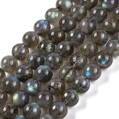 Natural Gemstone Labradorite Round Beads Strands G-E251-33-6mm-01-1